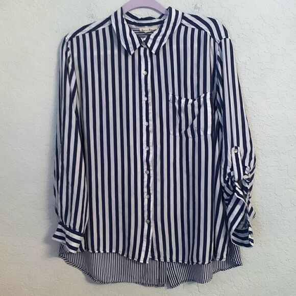 Jane Delaney Rayon Striped Roll Up Size 1X - Picture 1 of 9